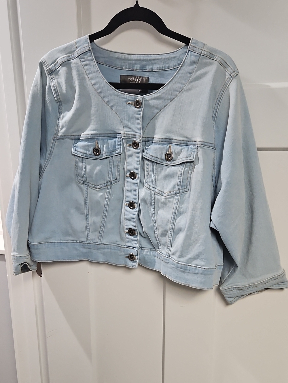 torrid Light Blue Cropped Denim Jacket